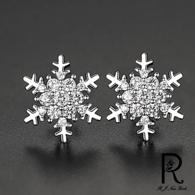 【RJ New York】冰晶雪花設計水鑽華麗時尚典雅耳環(2色可選)
