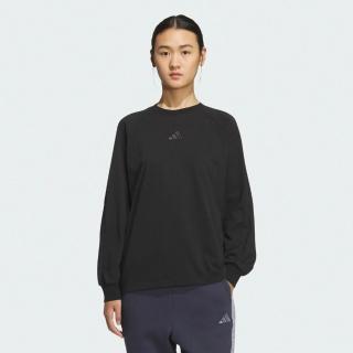 【adidas 愛迪達】長袖上衣 女 大學T 亞規 WORD LS TEE 黑 KA1001