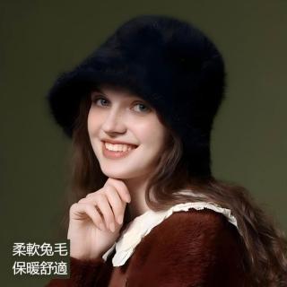 【Mass】兔毛漁夫帽 女 冬季保暖 加厚防寒 顯臉小