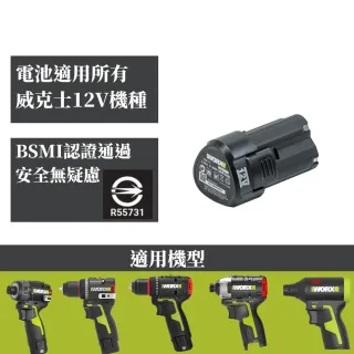 【WORX 威克士】12V 2.0Ah 綠標鋰電池(WA3506)