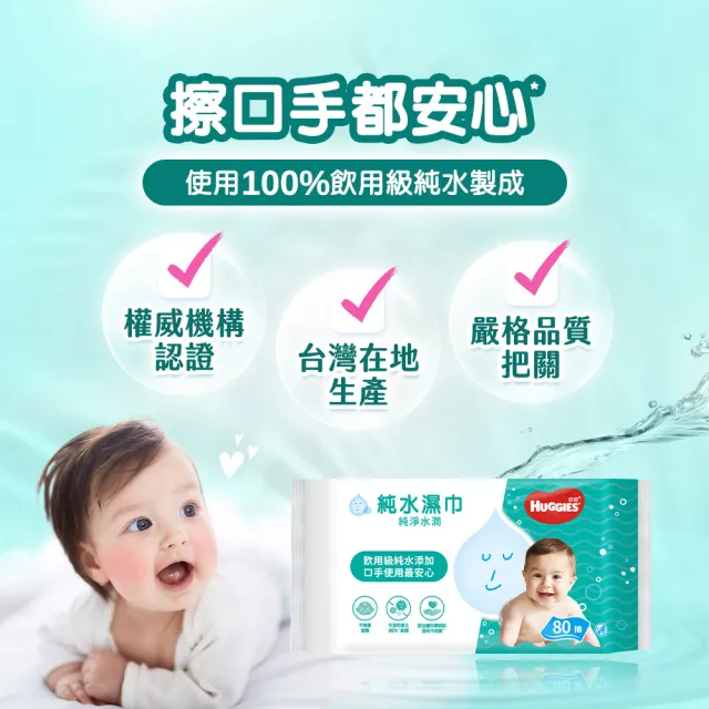 【HUGGIES 好奇】純水嬰兒濕巾純淨水潤型 80抽X18包/2箱