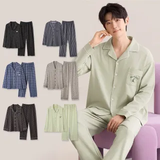 【PINK LADY】多款可挑 棉柔長袖成套睡衣 印花寬版 秋冬排扣居家服(男睡衣/保暖/情侶睡衣/兩件式/韓版)