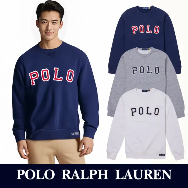 【RALPH LAUREN】RL POLO 經典刺繡文字刷毛大學T恤 上衣-多色選(平輸品)