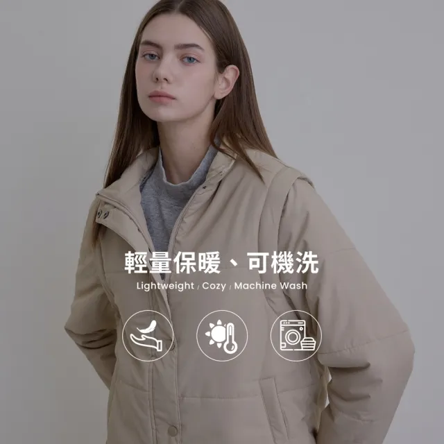【GIORDANO 佐丹奴】女裝可拆袖麵包外套 E-care輕暖系列(37 燕麥卡其)