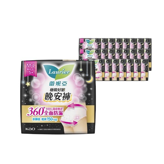 【Laurier 蕾妮亞】極吸好眠晚安褲褲型衛生棉箱購(棉S-M/M-L/XL 2片x24包)