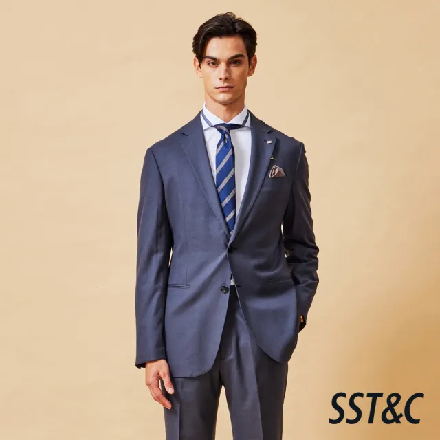 【SST&C】男款藍米大條紋窄版真絲領帶-825211261301(限時85折)