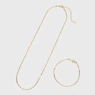 【agete】WEB限定-鍍金柔光項鍊手鍊組