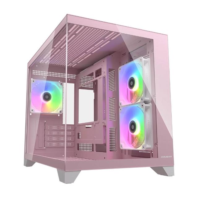 【COUGAR 美洲獅】FV150 MINI 電競機箱 電腦機殼(粉色/M-ATX/附3顆RGB風扇)