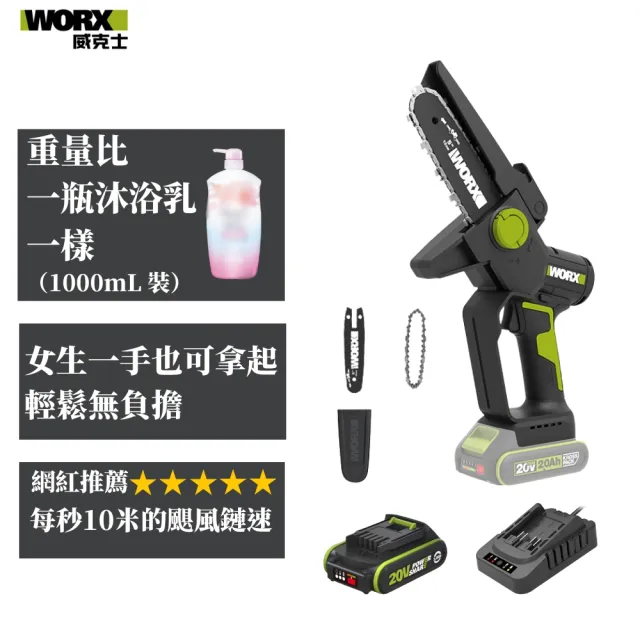 【WORX 威克士】20V 12cm 無刷鋰電迷你小型電鋸(WD331)
