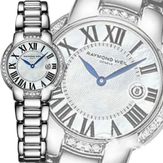 【瑞士Raymond Weil蕾蒙威】Jasmine佳茗系列 奢華28顆真鑽璣刻面石英女款29㎜ R01(5229-STS-00970)