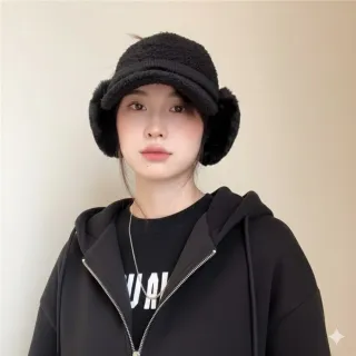 【HaNA 梨花】可愛又保暖的冬日神器 可拆式毛毛耳罩棒球帽(毛毛 耳罩 棒球帽 冬日神器)