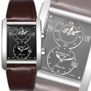 【瑞士Raymond Weil蕾蒙威】Don Giovanni系列 GMT雙時區黑面自動上鍊男款46㎜ R01(2888-STC-20001)