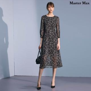 【Master Max】緹花布圓領雪紡收腰長洋裝(8521002)