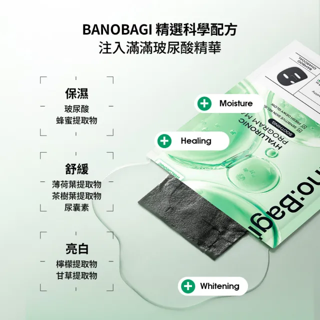 【BANOBAGI】官方直營 玻尿酸水光安瓶面膜 30g 5入/盒(韓國 院線級安瓶精華 玻尿酸 舒緩 亮白 水光肌)