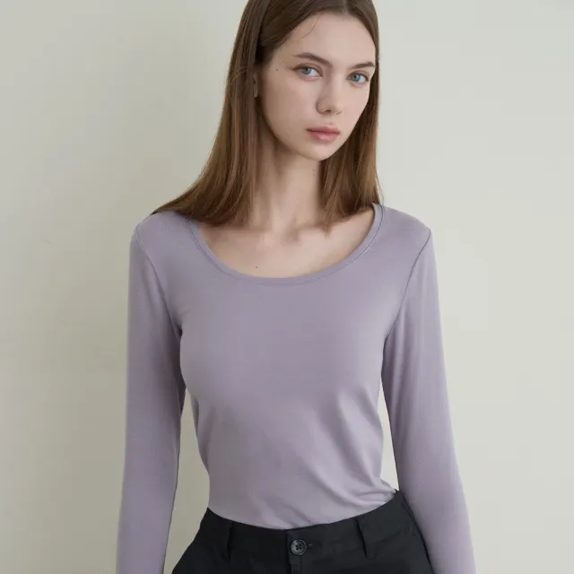 【GIORDANO 佐丹奴】女裝圓領極暖衣 G-WARMER系列(33 極簡灰紫)