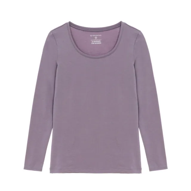 【GIORDANO 佐丹奴】女裝圓領極暖衣 G-WARMER系列(33 極簡灰紫)
