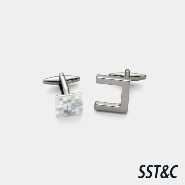 【SST&C】男女同款 槍色石飾不對稱幾何袖釦-825213311091(換季55折)