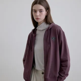 【GIORDANO 佐丹奴】女裝愛心刺繡連帽外套(95 黑果木紫)