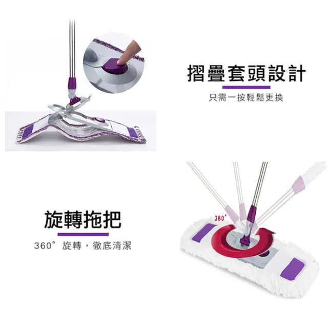 【VICTORY】乾濕兩用雙效扣式大平板拖把-2拖2替換布(超細纖維 棉紗 吸水 除塵 去汙 輕量 快速替換)