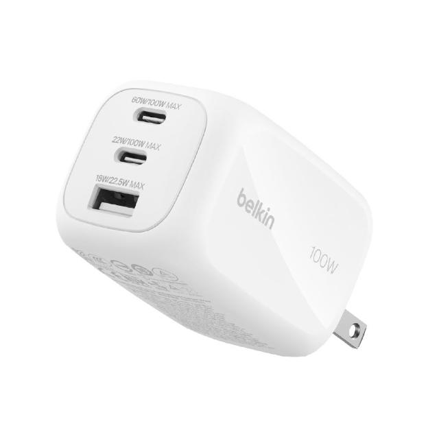 【BELKIN】BoostCharge Pro 3孔 2C1A GaN旅行充電器 100W(WCH016)