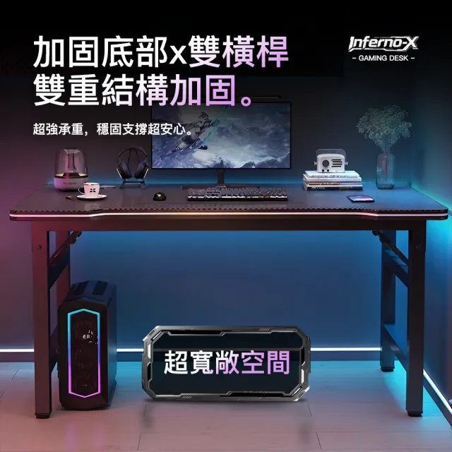 【Ashley House】免組裝120面寬 Inferno-X戰影電競桌 職業遊戲桌(書桌 工作桌 電腦桌)