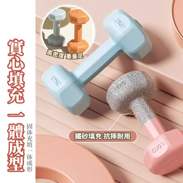 【OUNRIDE】1KG/2入組 啞鈴 小啞鈴 啞鈴組(啞鈴 小啞鈴 防滑啞鈴 女性啞鈴 女用啞鈴 健身啞鈴)