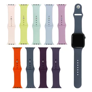 【Watchband】Apple Watch 全系列通用錶帶 蘋果手錶替用矽膠錶帶(黃/淺藍/梅子紫/紫/橘/薰衣草紫/粉/綠/藍)