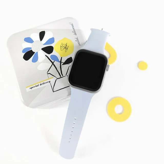 【Watchband】Apple Watch 全系列通用錶帶 蘋果手錶替用矽膠錶帶(黃/淺藍/梅子紫/紫/橘/薰衣草紫/粉/綠/藍)