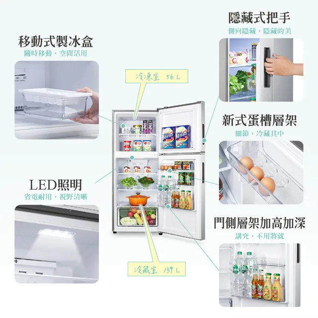 【CHIMEI 奇美】195公升一級能效雙門變頻電冰箱(UR-A198VB)