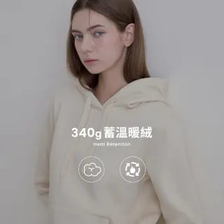 【GIORDANO 佐丹奴】女裝素色加絨連帽上衣(90 米白)