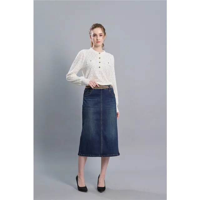 【SuperWands】細搖絨時尚丹寧裙