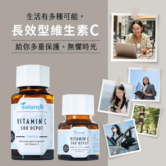【Natural Fit 活粒適】維生素C 緩釋型 六入組 70粒/入(緩釋型維他命C 抗氧化膠原蛋白促進補鐵吸收)