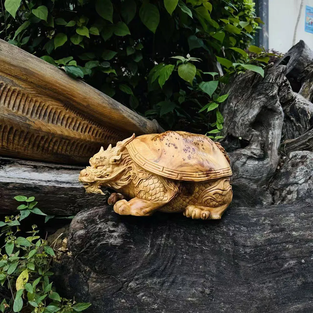 桃花源創意工坊】祥瑞龍龜木雕擺件雕刻工藝品家居飾品(木雕) - momo