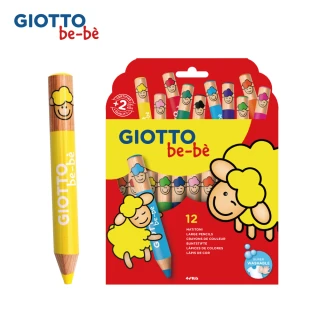 【GIOTTO】可洗式寶寶木質蠟筆-12色 B款(可削式蠟筆 兒童蠟筆 幼兒蠟筆 好抓握 不易斷)