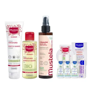 【Mustela 慕之恬廊】慕之孕 孕期保養1霜2油3撫紋(孕膚霜150ml+孕膚油105ml+有機撫紋緊緻菁華乳200ml)
