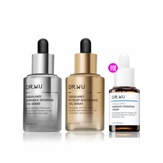【DR.WU 達爾膚】抗老化潤澤強力組(角鯊潤澤修復精華油30ML+角鯊玫瑰果賦活精華油30ML)