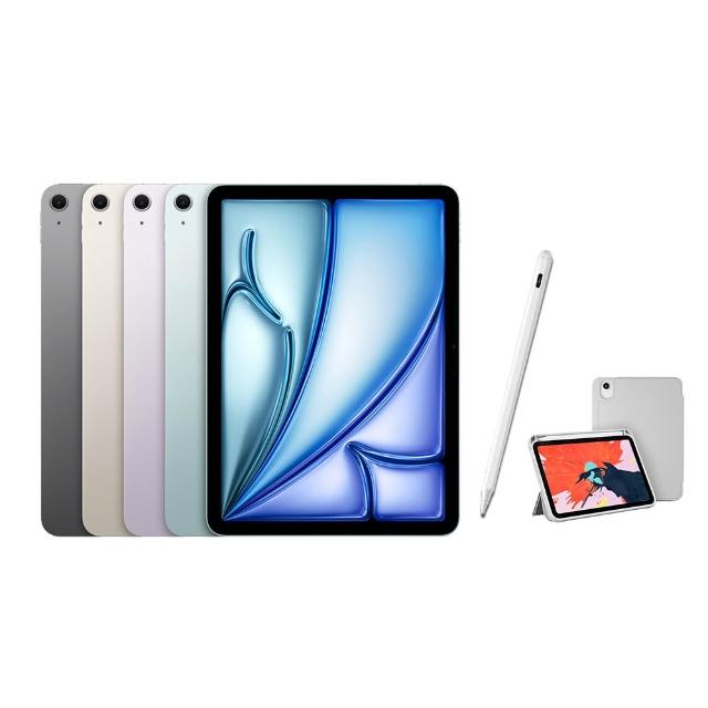 【Apple】2025 iPad Air M3晶片/11吋/WiFi/128G 平板電腦(A04 Plus觸控筆+三折筆槽殼+鋼化保貼組)