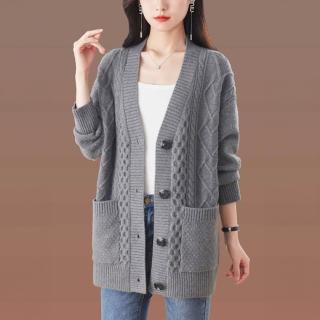 【ONEY 歐妮】★中長款通勤保暖外套(女外套/針織外套/長版外套/日系)