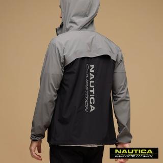 【NAUTICA】官方旗艦 男裝 COMPETITION 撞色尼龍連帽外套(灰色)