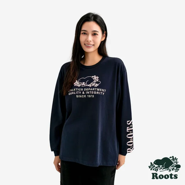 【Roots】Roots女裝- NOUVEAU CLASSIC 長袖上衣(軍藍色)
