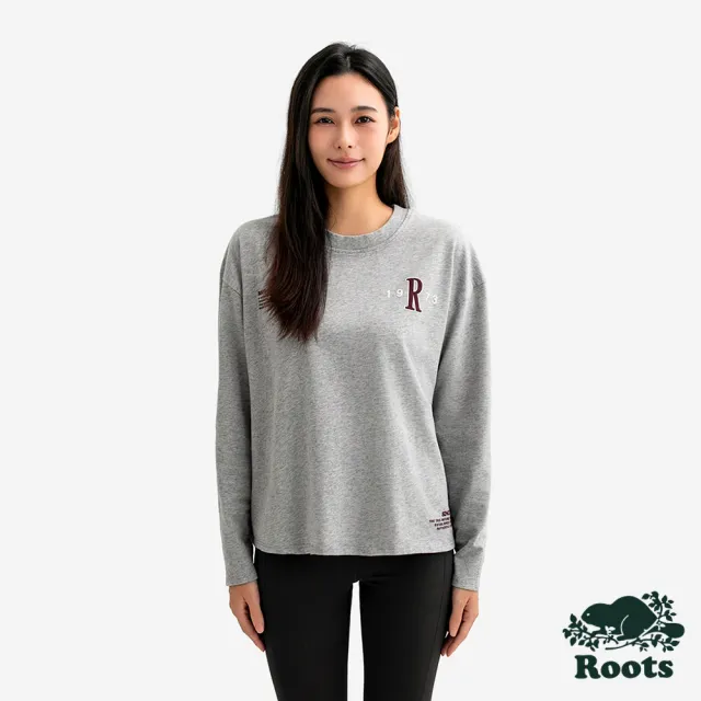 【Roots】Roots女裝- ATHLETICS 長袖上衣(灰色)