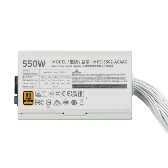 【Cooler Master 酷碼】MWE GOLD 550W V3 ATX3.1 直出線 金牌 550w 電源 白色(MWE GOLD 550W V3 ATX3.1)