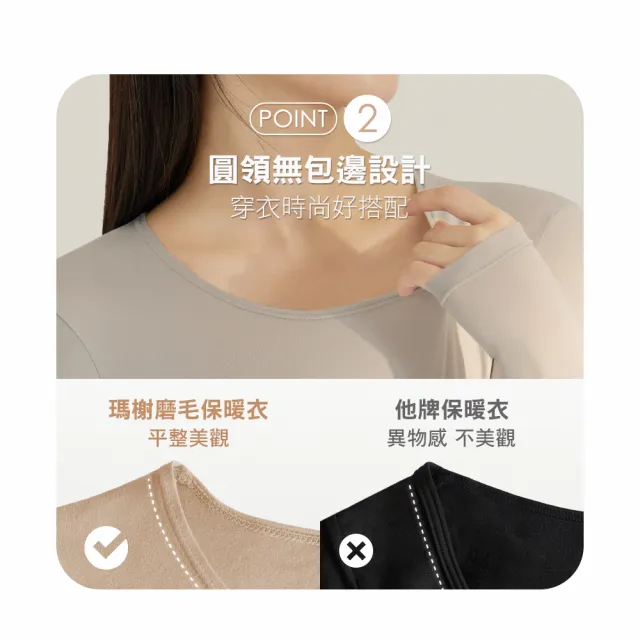 【MarCella 瑪榭】3件組-男/女款輕量磨毛內搭保暖衣-立領圓領大U領(發熱衣/女內著/內搭衣/保暖褲)
