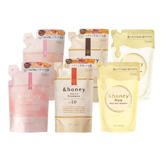 【&honey】日本原裝 蜂蜜洗髮精/潤髮乳 補充包350ml/gx2入(細軟易斷 乾燥粗硬 受損髮質 護髮乳 護髮素)