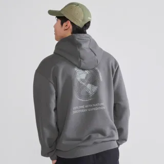 【Discovery Expedition】戶外地球印花刷毛帽T 休閒帽T 保暖上衣 刷絨帽T(DXHD55056-GRD)