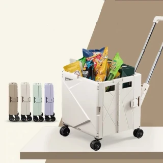 【Zhuyin】頂級75L折疊收納手推車 可平拉萬象4輪款(手推車 買菜車 菜籃車 收納箱 置物車)