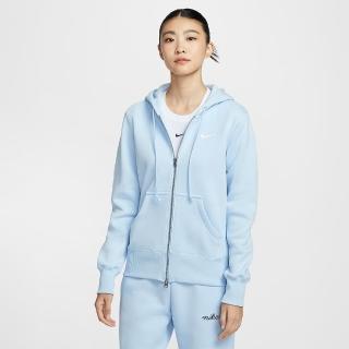 【NIKE 耐吉】外套 女 運動連帽外套 磨毛 落肩寬鬆版型 藍 HJ0996-441