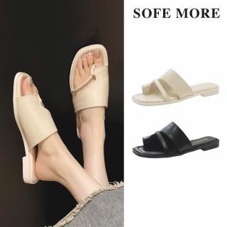 【SOFE MORE】套趾平底拖鞋 復古小眾設計感拖鞋 夾腳涼拖 夾腳拖鞋(夾腳拖鞋)
