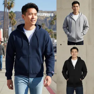 【Champion】官方直營 男女款-小C素面內刷毛長袖連外套重磅9.0 OZ-多色(美規連外套/保暖大尺碼)