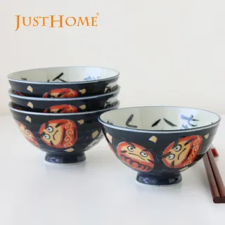 【Just Home】日本製十草陶瓷5吋飯碗4件組-多款可選(碗 飯碗 中式碗 瓷碗 可微波 碗盤)